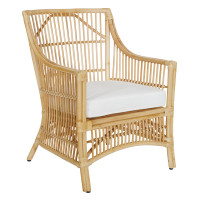 OSP Home Furnishings MAU-NAT Maui Chair with Cream Cushion and Natural Washed Rattan Frame